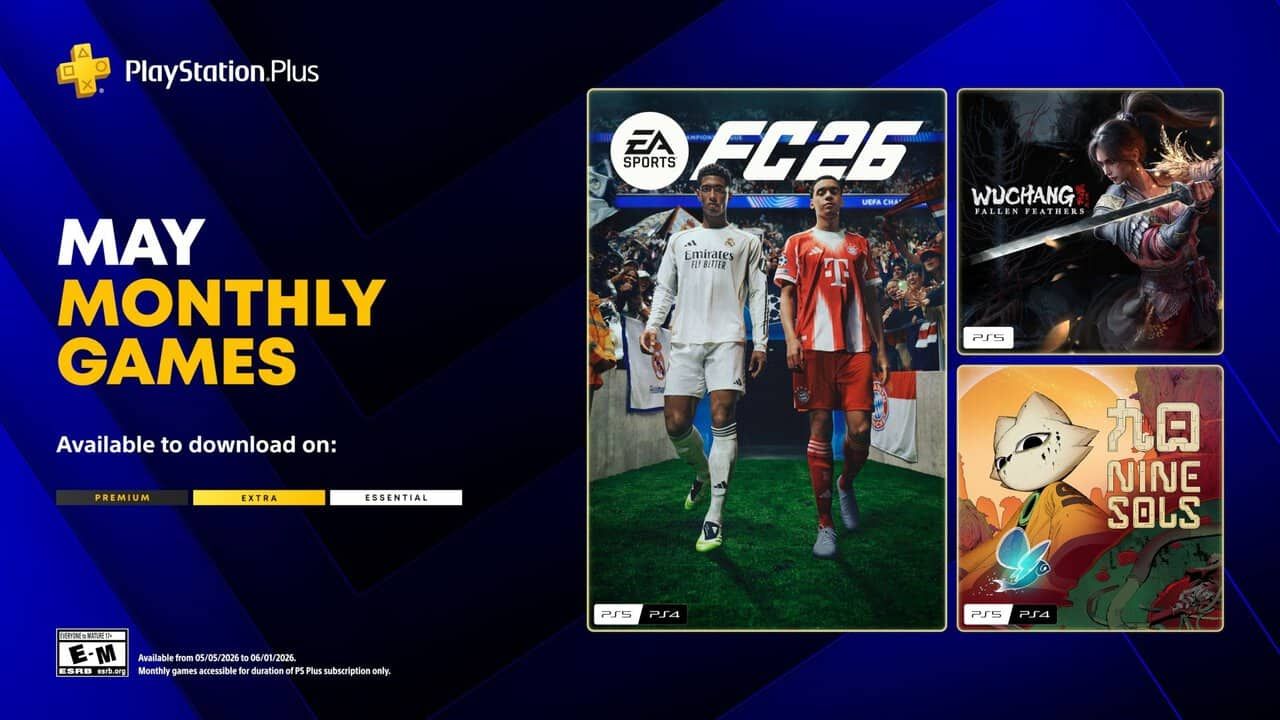 Tres nuevos juegos llegan a PlayStation Plus Essential en mayo: EA Sports FC 26, Wuchang: Fallen Feathers y Nine Sols