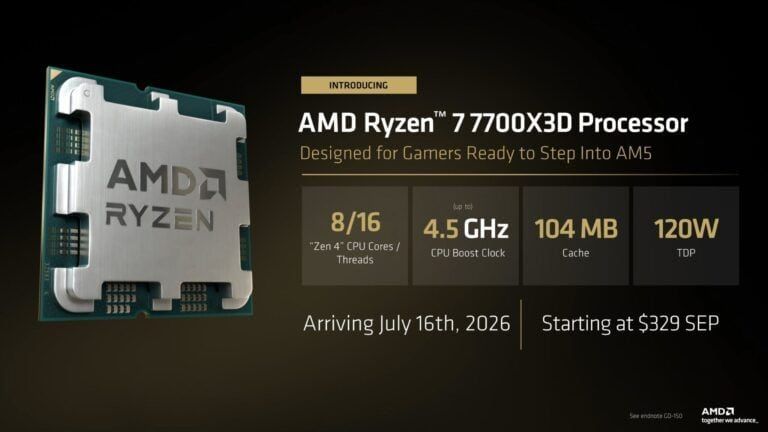 AMD Ryzen 7 7700X3D: fecha de lanzamiento y precio estimado