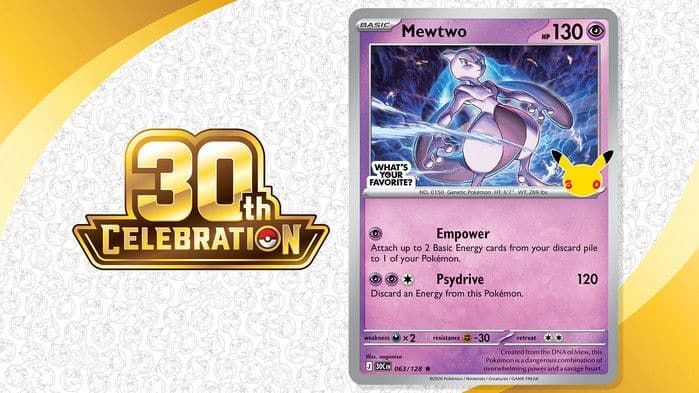 Pokémon TCG regalará una carta promocional de Mewtwo por su 30.º aniversario