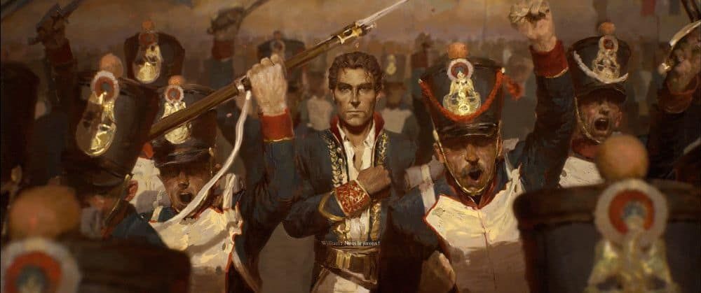 Escena introductoria con el ejército de Napoleón y el protagonista